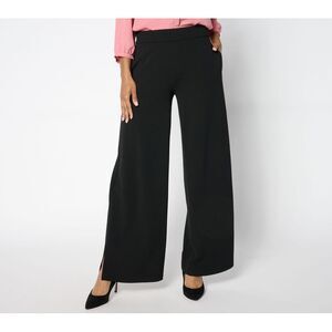 Maya J Women's Pants Sz XS Luxe Crepe Wide Leg Pant Slit Black A660899